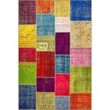 rugs modern Modern Karışık Renkli Kareli Geometrik Dokuma Taban ve Dekoratif Halı 4442, 140 x 200