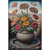 rugs modern Modern Saksı İçinde Çiçkeli Renkli Desenli Dekoratif Halı miravip241, 100 x 300