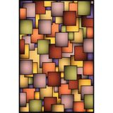 rugs modern Modern Sarı Tonlarında Kareli Üç Boyutlu Geometrik Dokuma Taban ve Dekoratif Halı 4447, 140 x 200