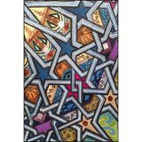 rugs modern Modern Yıldızlı Mavi Karışık Tonlu Dokuma Taban Yıkanabilir Halı miravip8945, 75 x 150