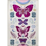 rugs modern Mor Bej Temalı Kelebek ve Çiçek Desenli Kreatif Modern Dekoratif Halı 2283, 100 x 150