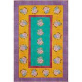 rugs modern Mor Çizgili Çiçek Motifli Desenli Yıkanabilir Dokuma Taban Halı miravip1059, 75 x 150