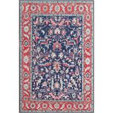 rugs modern Mor Kırmızı Bordürlü Botanik Temalı Desenli Dokuma Taban Halı ve Yıkanabilir Halı aloha3, 100 x 150