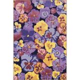 rugs modern Mor Sarı Temalı Karma Çiçek Menekşe Desenli Modern Dekoratif Halı 5044, 75 x 150