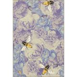 rugs modern Mor ve Mavi Tonlar Floral Temalı Arı ve Çiçek Desenli Modern Dekoratif Halı 4938, 75 x 300
