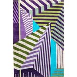 rugs modern Mor Yeşil Temalı Şerit Geometrik Desenli Kreatif Modern Dekoratif Halı 3499, 80 x 300