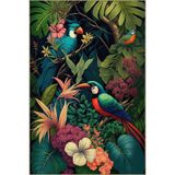 rugs modern Orman Temalı Ağaç ve Papağan Desenli Kreatif Modern Dekoratif Halı 3549, 140 x 200