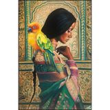 rugs modern Papağan ve Kadın Temalı Renkli Dekoratif Halı miravip745, 140 x 200