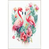 rugs modern Pembe Bej Temalı Çiçek ve Flamingo Desenli Kreatif Modern Dekoratif Halı 3640, 100 x 200