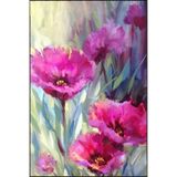 rugs modern Pembe Çiçek Kırmızı Renkli Manzaralı Dekoratif Ve Dokuma Taban Yıkanabilir Halı Miravip8821, 120 x 120