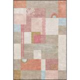 rugs modern Pembe Krem Kareli Desenli Dekoratif Halı Miravip893, 150 x 150