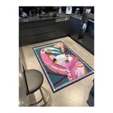rugs modern Pembe Kuş Desenli Dokuma Taban Halı Miravip537, 100 x 100