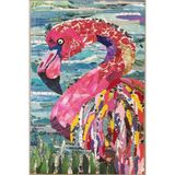 rugs modern Pembe Mavi Temalı Deniz ve Flamingo Desenli Kreatif Modern Dekoratif Halı 3581, 155 x 230