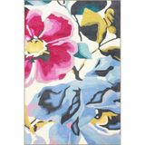 rugs modern Pembe Mavi Temalı Floral Çiçek Desenli Modern Dekoratif Halı 3508, 120 x 200