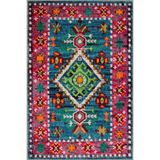rugs modern Pembe Mavi Temalı Geleneksel Motif Etnik Desenli Vintage Dekoratif Halı 3598, 120 x 180