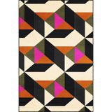 rugs modern Pembe Siyah Turuncu Geometrik Temalı Dokuma Taban ve Yıkanabilir Halı miravip9411, 100 x 150
