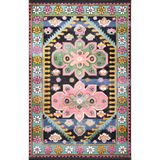 rugs modern Pembe Temalı Çok Renkli Geleneksel Motif Çiçek Desenli Vintage Dekoratif Halı 1931, 100 x 250