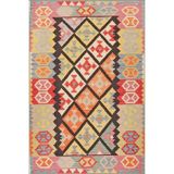 rugs modern Pembe Tonlarında Arkaplan ve Geometrik Dokuma Taban Halı 4165, 140 x 200
