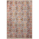 rugs modern Pembe Turuncu Temalı Çiçek ve Geometrik Desenli Kreatif Vintage Dekoratif Halı 2833, 80 x 240