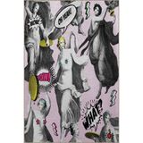 rugs modern Pudra Pembe Temalı Karikatür Tasarım Büst Heykel Desenli Modern Dekoratif Halı 2717, 80 x 150