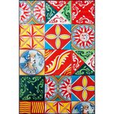 rugs modern Renkli Kareli Çiçekli Floral Geometrik Modern Dekoratif Halı miravip223, 150 x 300