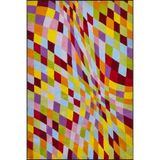 rugs modern Renkli Kareli Eğilk Desenli Dokuma Taban Halı Ve Yıkanabilir Halı Miravip10382, 100 x 100