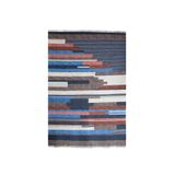 rugs modern Rustik 4008 Lacivert Gri Çok Renkli Geometrik Desenli Kilim, 77 x 150