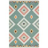 rugs modern Rustik Green 4018 Çok Renkli Modern Kilim, 155 x 230