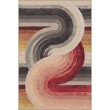 rugs modern S Düğümlü Renkli Şerit Desenli Dokuma Taban ve Yıkanabilir Halı miravip9397, 140 x 200