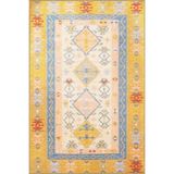 rugs modern Sarı Bej Temalı Geleneksel Motif Desenli Saçaklı Vintage Dekoratif Halı 3244, 80 x 150