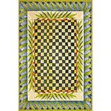 rugs modern Sarı Bordürlü Geometrik Kareli Temalı Dokuma Taban ve Yıkanabilir Halı MYTH28, 100 x 150