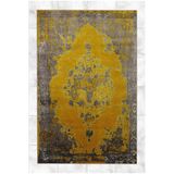 rugs modern Sarı Gri Temalı Soyut Geleneksel Motif Desenli Vintage Dekoratif Halı 5166, mira5166-140x200