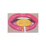 rugs modern Sarı Pembe Temalı Lolipop ve Dudak Desenli Modern Dekoratif Banyo Paspası 90×60, 90 x 60