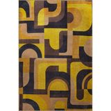 rugs modern Sarı Siyah Temalı Karma Geometrik Şekil Desenli Kreatif Modern Dekoratif Halı 2642, 140 x 200