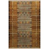 rugs modern Sarı Temalı Hasır Tasarım Çizgi Desenli Saçaklı Vintage Dekoratif Halı 3064, 150 x 300