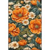 rugs modern Sarı Turuncu Gül Desenli Yıkanabilir Halı miravip8216, 75 x 150