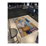 rugs modern Shape Koleksiyonu Çok Renkli Soyut Desenli Mavi Yüz Detaylı Dokuma Taban Modern Dekoratif Halı 42, 140 x 200