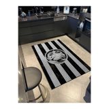 rugs modern Siyah Bej Çizgi Temalı Kadın Yüz Fincan Detaylı Dokuma Taban Yıkanabilir Halı miraface12, 140 x 200