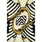 rugs modern Siyah Bej Temalı Çizgi Sürrealist Kuş Desenli Modern Dekoratif Halı 1681, 140 x 200
