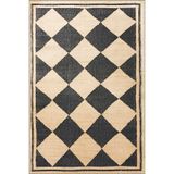 rugs modern Siyah Bej Temalı Geometrik Dörtgen Şekil Desenli Kreatif Modern Dekoratif Halı 2062, 80 x 150