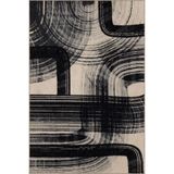 rugs modern Siyah Bej Temalı Karma Çizgili Geometrik Desenli Modern Dekoratif Halı 3997, 140 x 200