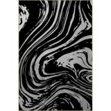 rugs modern Siyah Bej Temalı Soyut Dalgalı Spiral Desenli Kreatif Modern Dekoratif Halı 2374, 140 x 200