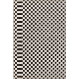 rugs modern Siyah Krem Kareli Geometrik Dokuma Taban Yıkanabilir Halı miravip9052, 155 x 230