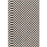 rugs modern Siyah Krem Kareli Geometrik Dokuma Taban Yıkanabilir Halı miravip9052, 70 x 120