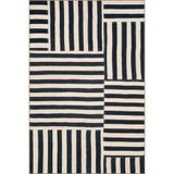 rugs modern Siyah Krem Lineer Çizgili Dekoratif Yıkanabilir Halı miravip9023, 140 x 200