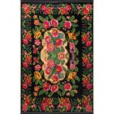 rugs modern Siyah Pembe Temalı Geleneksel Gül Motif Desenli Vintage Dekoratif Halı 1903, 100 x 150