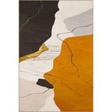 rugs modern Siyah Turuncu Boyalı Temalı Desenli Dokuma Taban Halı ve Yıkanabilir Halı miravip9977, 75 x 300