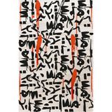 rugs modern Siyah Yazı Temalı Boya Sıçrama Desenli Modern Dekoratif Halı 1669, 80 x 240