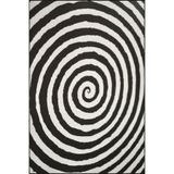 rugs modern Siyah Yuvarlak Dalgalı Sonsuz Temalı Dekoratif Halı ve Yıkanabilir Halı miravip9711, 75 x 240
