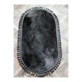 rugs modern Smoth Oval Antrasit Gri Leke Tutmaz Yıkanabilir Kaymaz Taban Saçaklı Püsküllü Peluş Halı, 100 x 300